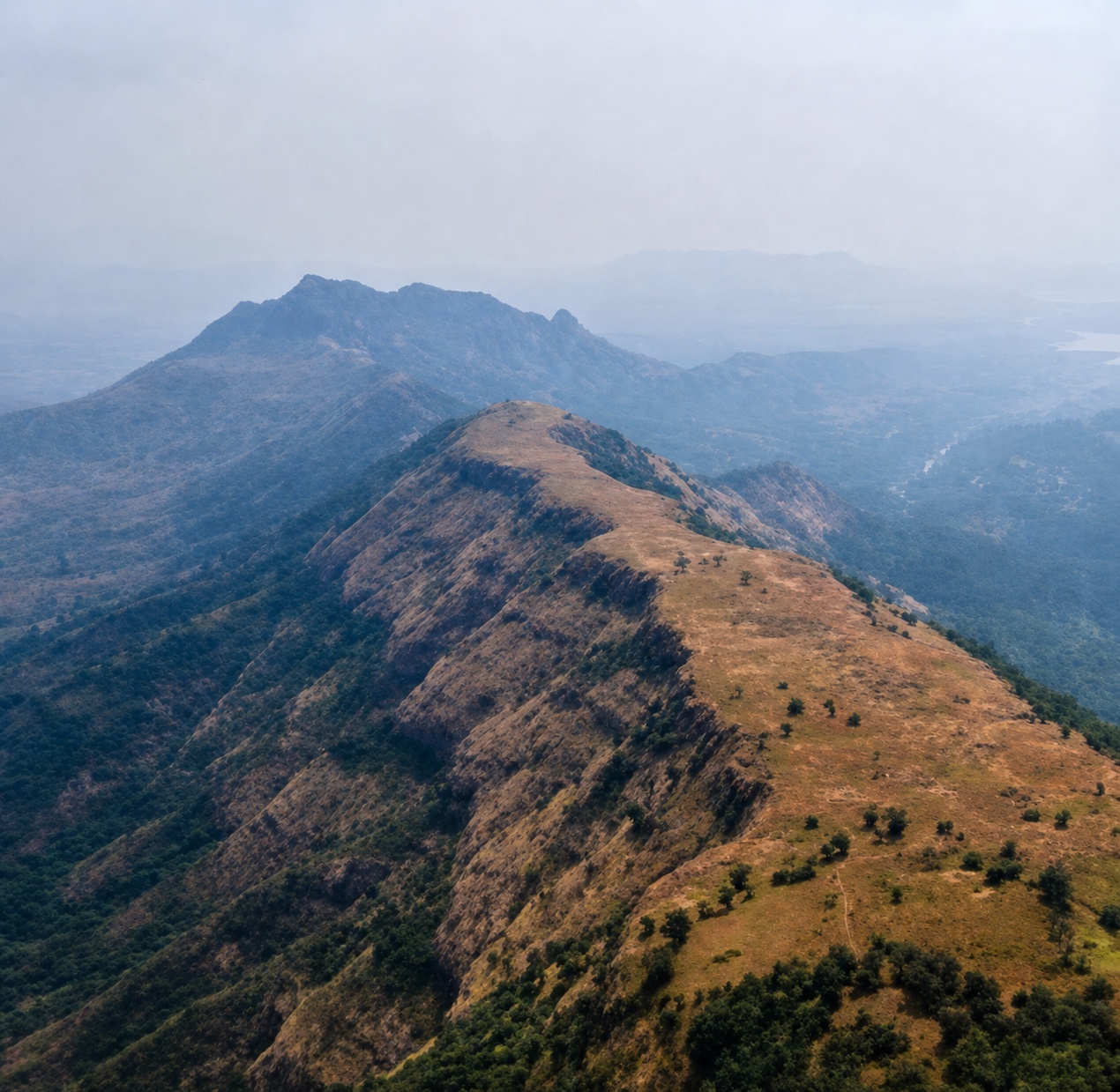 Mountain ridge and surrounding landscape in Matheran